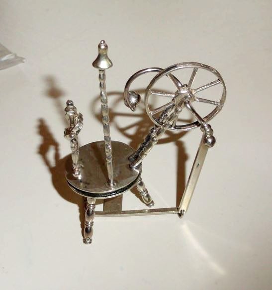 Miniatuur zilver 835 spinnewiel groot, Verzenden, Zilver