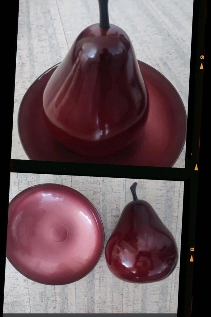Bordeaux decoratie peer op schaal, ca 20 cm, Ophalen of Verzenden