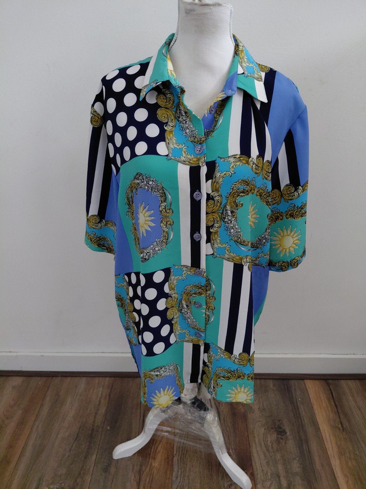 Prachtige vintage blouse Marianne Paris maat 48, Marianne Paris, Meerkleurig, Maat 46/48 (XL) of groter, Ophalen of Verzenden