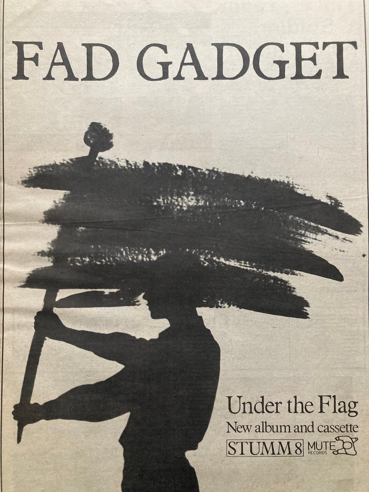 Paginagrote A3 advertentie FAD GADGET Under The Flag release, Ophalen of Verzenden, Zo goed als nieuw