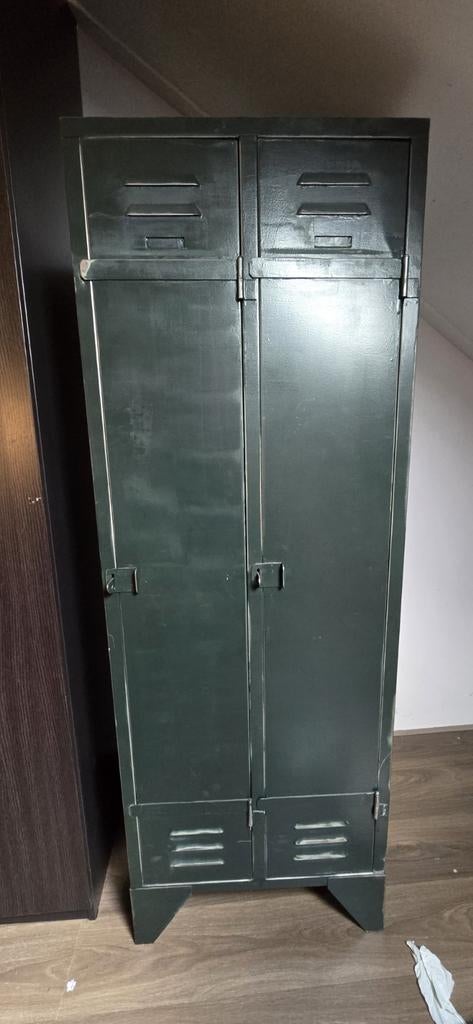 Groen gerestaureerde lockerkast uit Frankrijk, Ophalen of Verzenden
