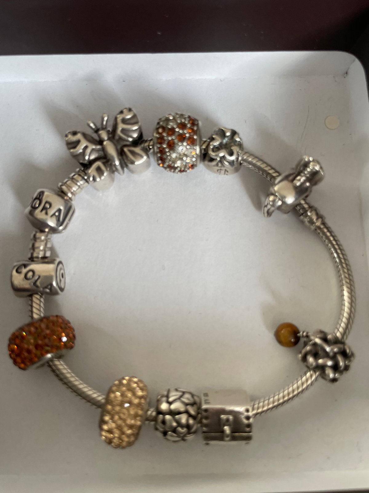 Pandora armband met diverse bedels, Ophalen of Verzenden, Gebruikt, Zilver, Met bedels of kralen