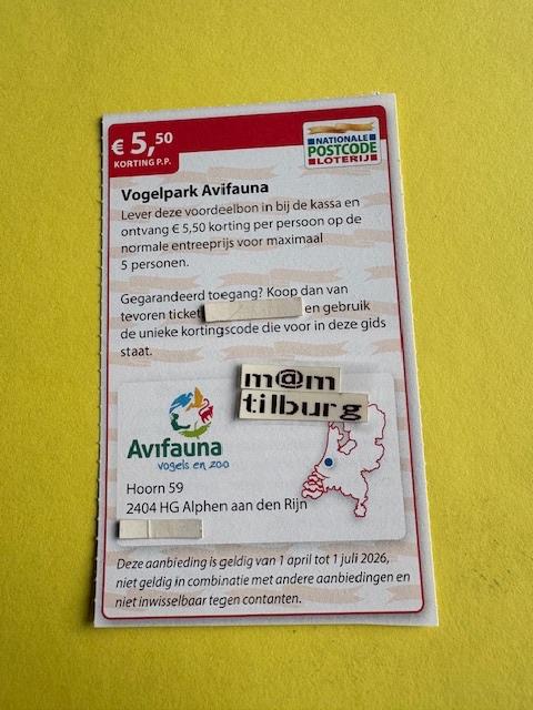Vogelpark Avifauna, €5,50 korting p.p., Drie personen of meer, Kortingskaart