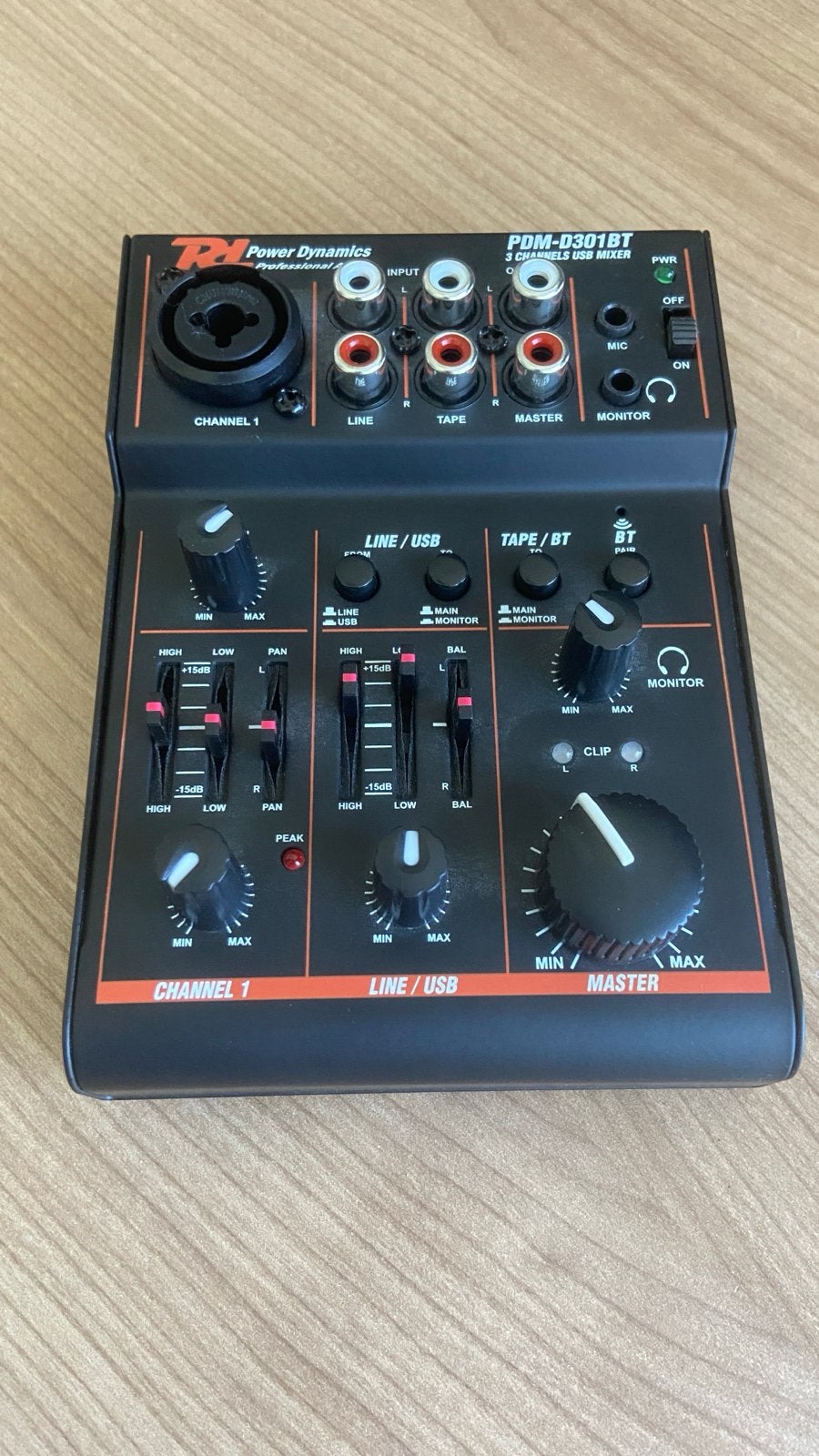Power Dynamics PDM-D301BT 3-kanaals USB mixer, Ophalen of Verzenden, Zo goed als nieuw, Minder dan 5 kanalen, Microfooningang