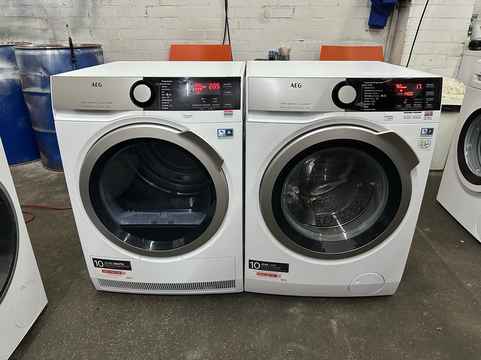 AEG 9 kg wasmachine + warmtepompdroger set NIEUWstaat, 8 tot 10 kg, Ophalen, Zo goed als nieuw