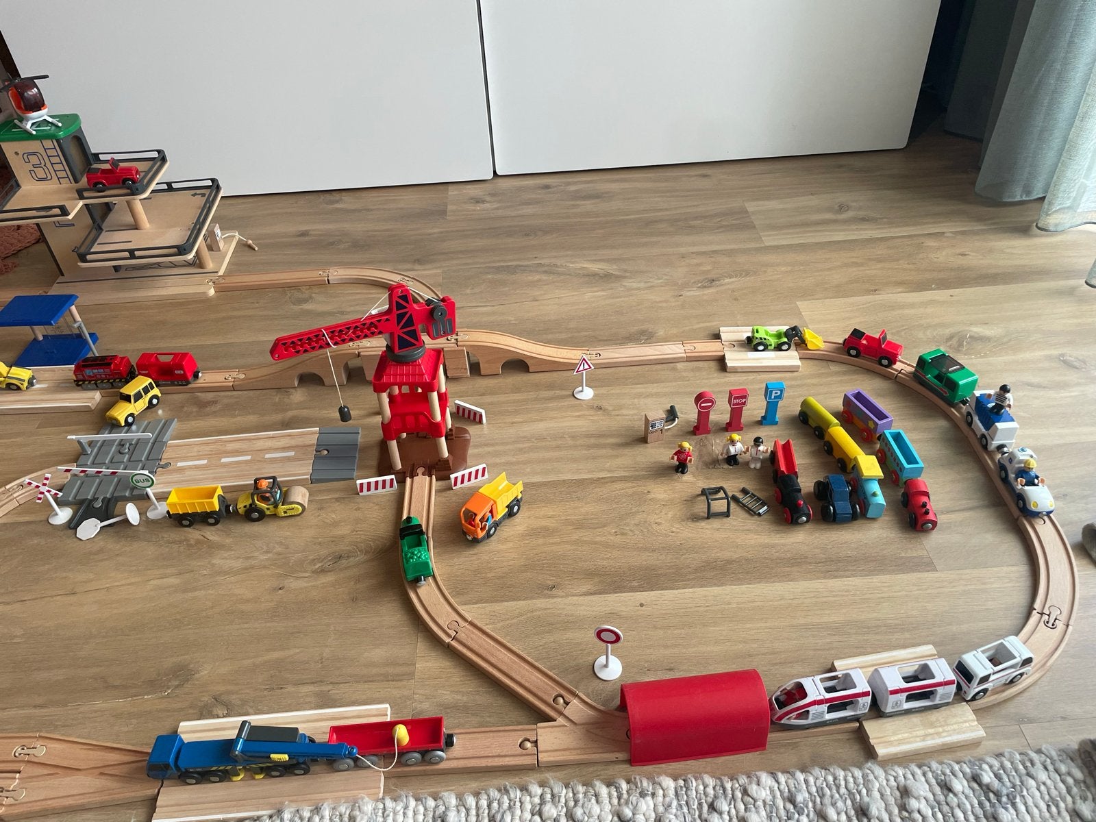 Grote Houten Treinset Brio Lidl - Spoor, Treinen, Bruggen, Kinderen en Baby's, Ophalen, Gebruikt, Bouwen, Met licht