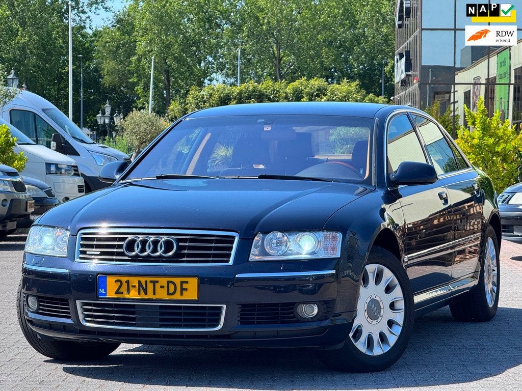 Audi A8 3.7 quattro Pro Line | Elektrische leder stoelen | A, Auto's, Audi, Gebruikt, 8 cilinders, Blauw, Vierwielaandrijving