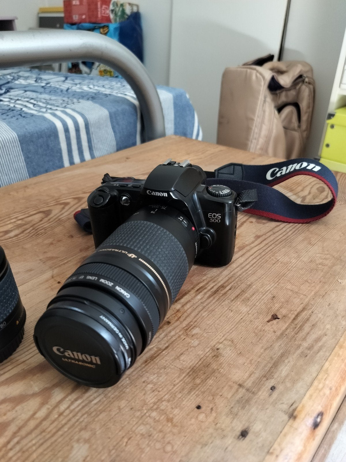 Canon EOS 500 spiegelreflexcamera met toebehoren, Audio, Tv en Foto, Fotocamera's Analoog, Ophalen, Zo goed als nieuw