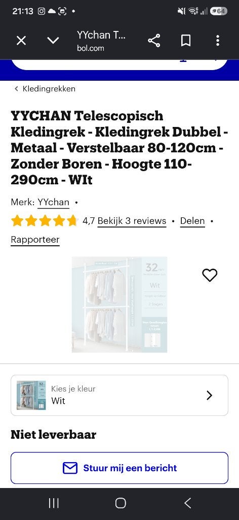 Verstelbaar kledingrek, Ophalen, Nieuw