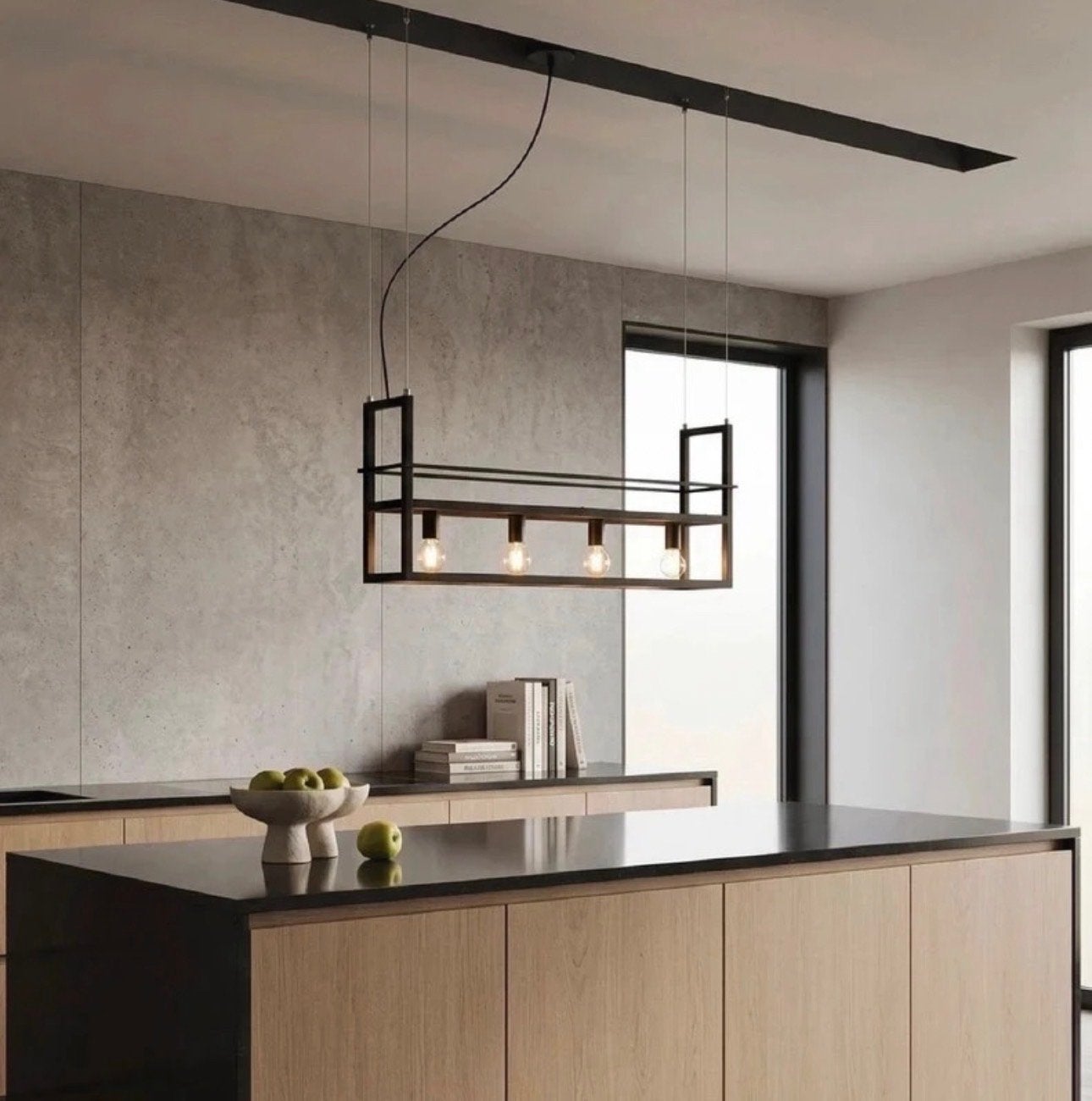 QZQA Zwarte hanglamp met rek 4-lichts - Cage Rack, Ophalen of Verzenden, Zo goed als nieuw, Metaal, E27 (groot)