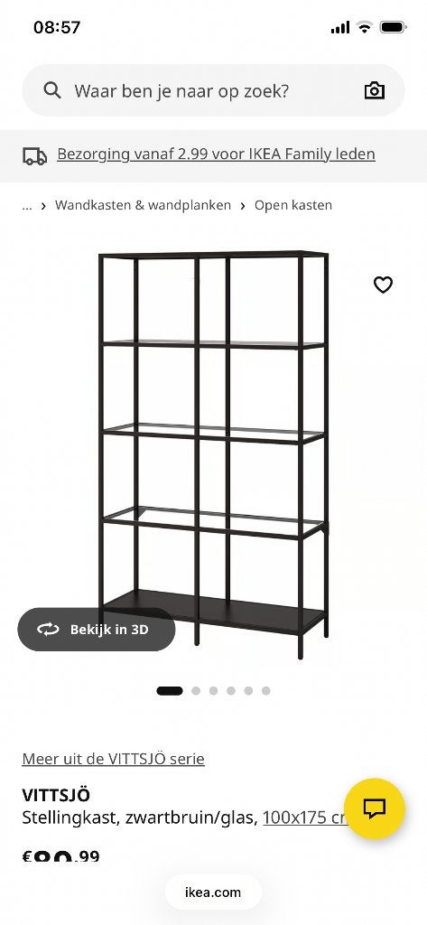 Vitrinekast, Ophalen, 50 tot 100 cm, Zo goed als nieuw, Metaal