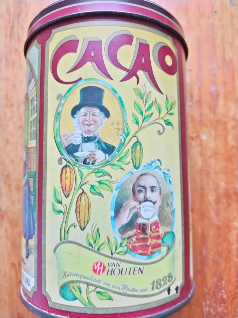 Ronde cacao blik van het merk van Houten., Ophalen of Verzenden, Gebruikt, Overige