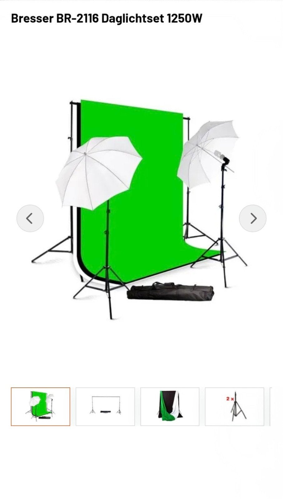 Bresser BR-2116 Daglichtset 1250W & backdrop en greenscreen, Ophalen, Nieuw
