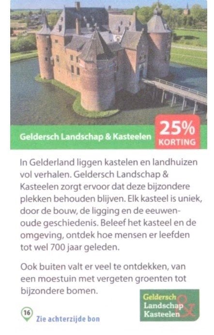 Geldersch Landschap & Kasteelen 25% kortingscode, Drie personen of meer, Kortingskaart
