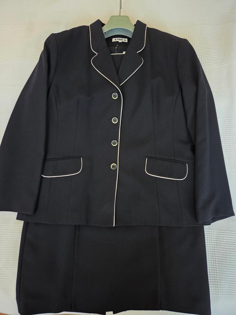 Dames mantelpak zwart, Ophalen of Verzenden, Zo goed als nieuw, Maat 46/48 (XL) of groter, Zwart