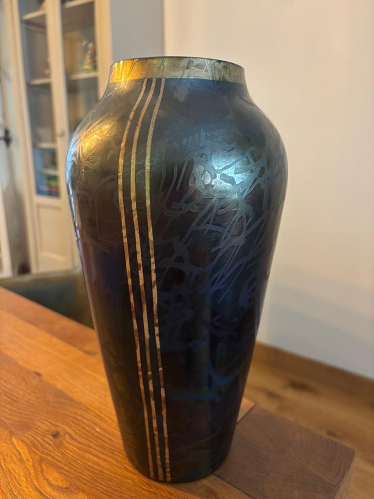 Kunst vaas keramisch art, Zwart, Aardewerk of Porselein, Ophalen of Verzenden, Zo goed als nieuw