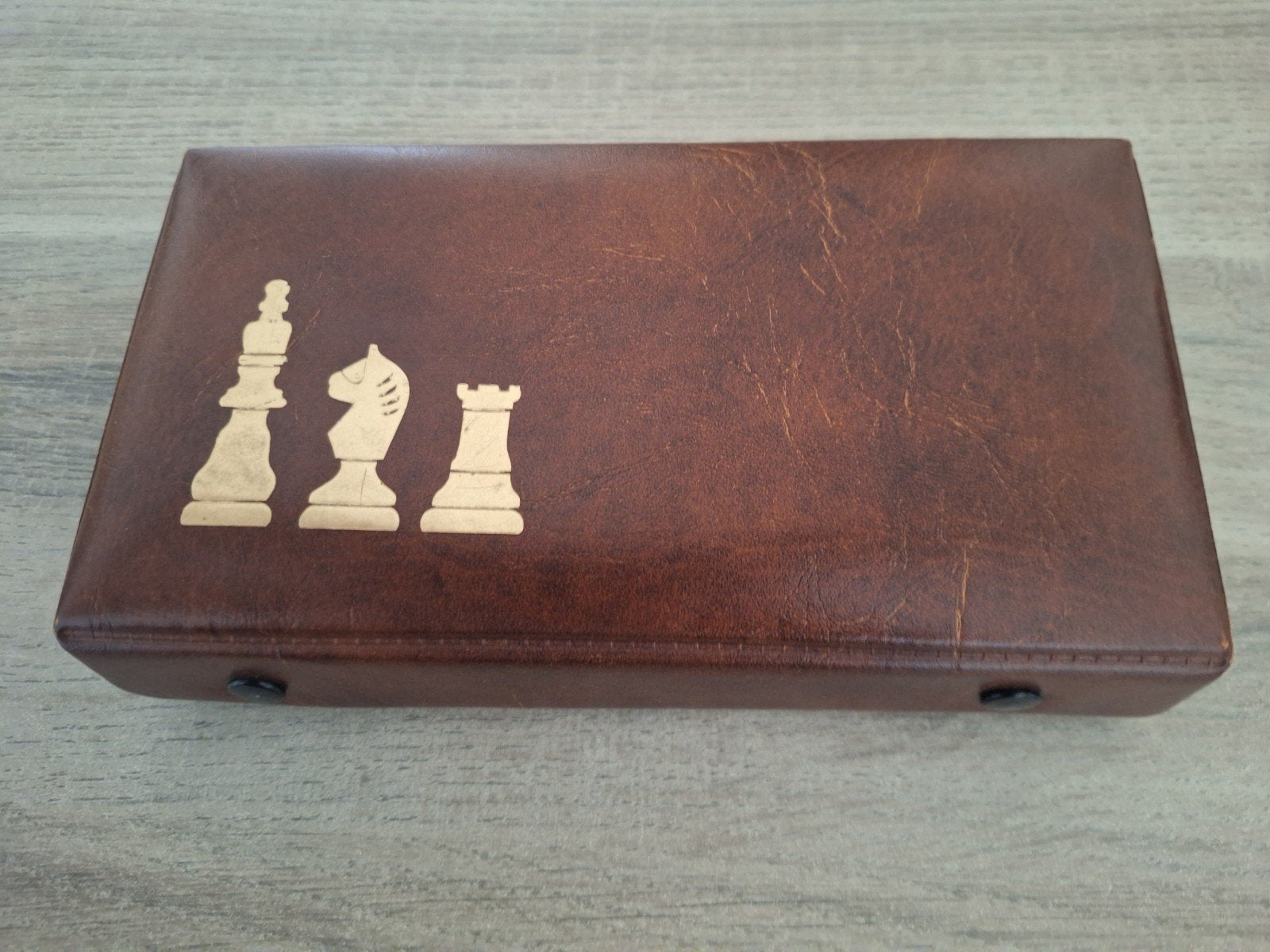 schaakspel reis etui leer, Ophalen of Verzenden, Zo goed als nieuw