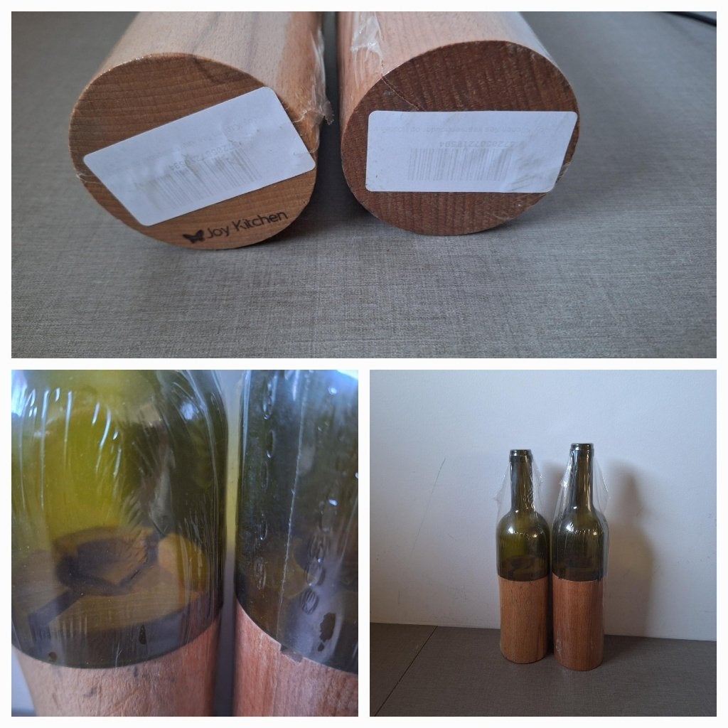 Joy kitchen 2 recycled bottles wijn kaarsenstandaard cadeau, Nieuw, Ophalen of Verzenden, Glas, Kandelaar