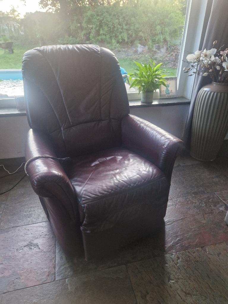 Relaxstoel, Huis en Inrichting, Fauteuils, Ophalen, Gebruikt, Minder dan 75 cm, Leer