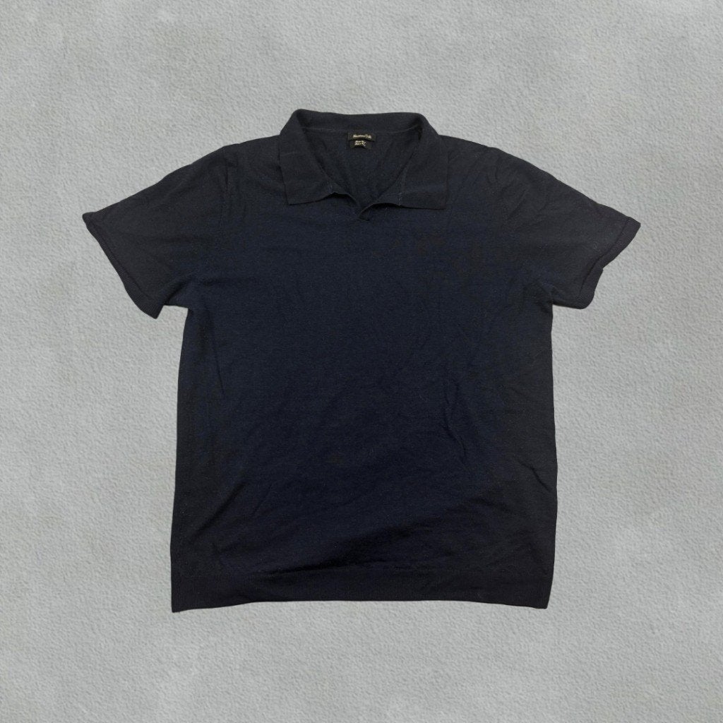 (1348) Marineblauw Massimo Dutti Poloshirt - Heren XL, Blauw, Maat 56/58 (XL), Ophalen of Verzenden, Zo goed als nieuw