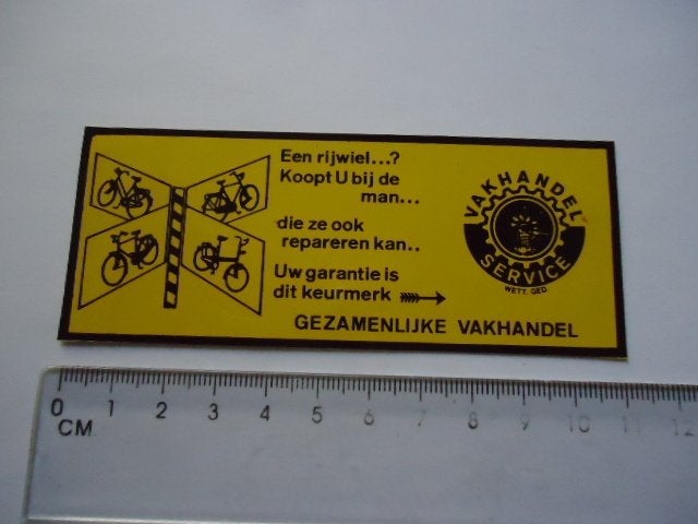 sticker oud Fiets racefiets VAKHANDEL rijwiel brommer, Verzenden, Zo goed als nieuw, Bedrijf of Vereniging