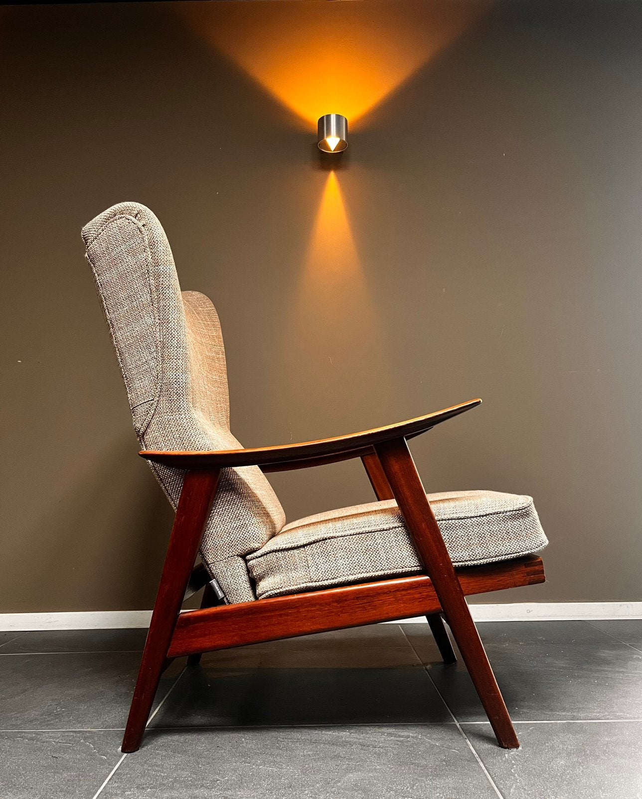 Vintage loungefauteuil | deens design | verstelbaar, Huis en Inrichting, Fauteuils, Ophalen, 75 tot 100 cm, Zo goed als nieuw