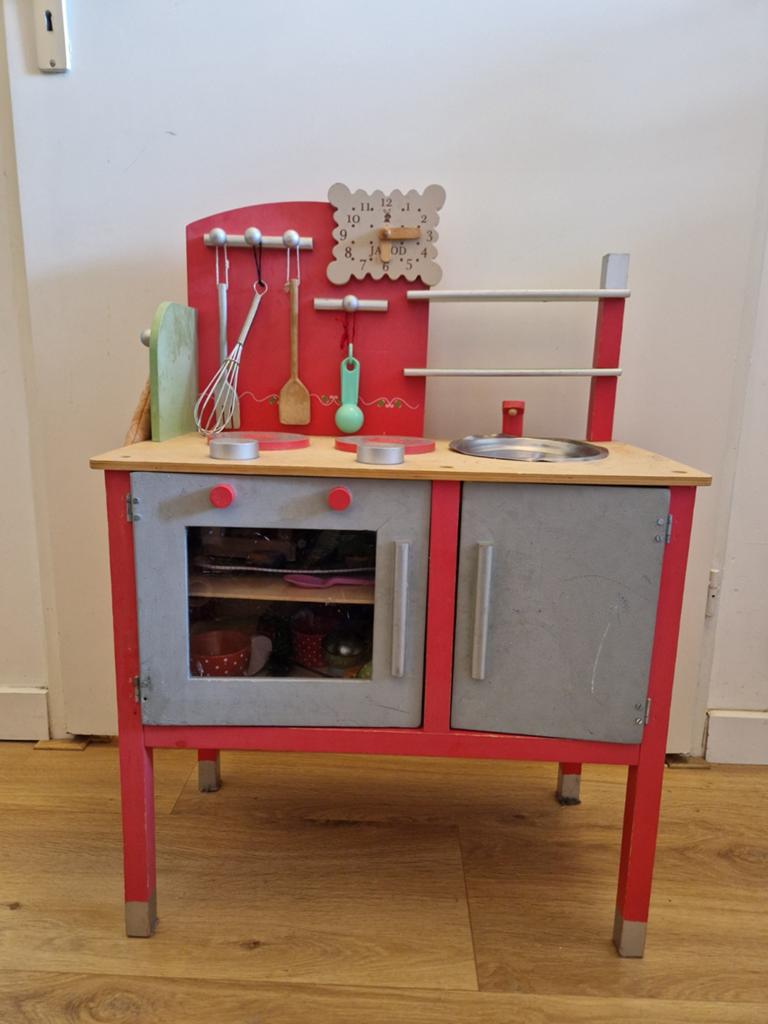 Compacte houten kinderkeuken afm. 55x30x79 MOET NU WEG, Ophalen, Gebruikt, Hout, Speelkeuken