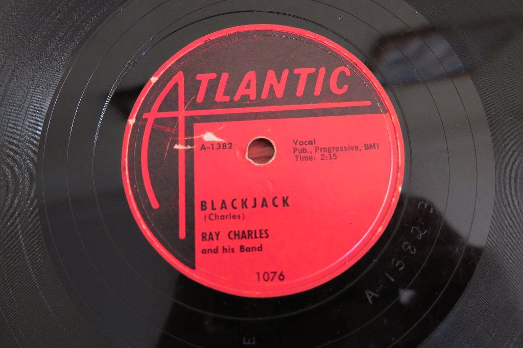 Ray Charles Blackjack 78rpm 78 toeren seeburg rock-ola ami, Gebruikt, 10 inch, Ophalen of Verzenden, Soul