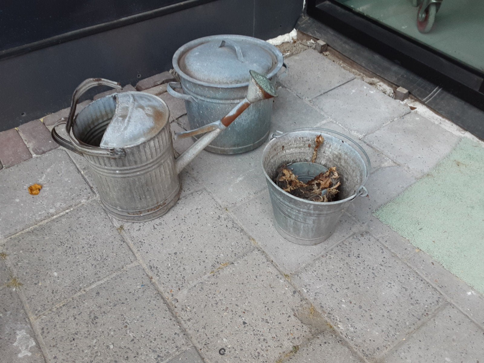 Zinken gieter en emmer set, Tuin en Terras, Gieters, Ophalen