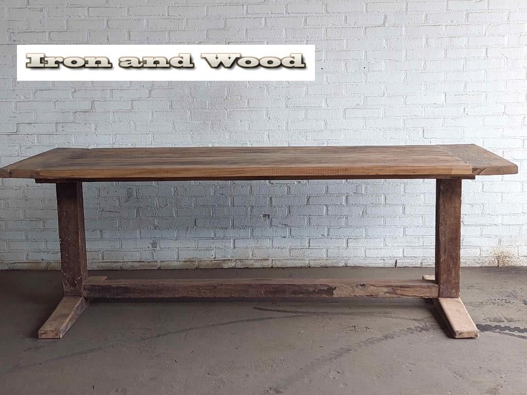Oud eiken barnwood bureau-tafel / geborsteld / op maat, Huis en Inrichting, Bureaus, Nieuw, Ophalen