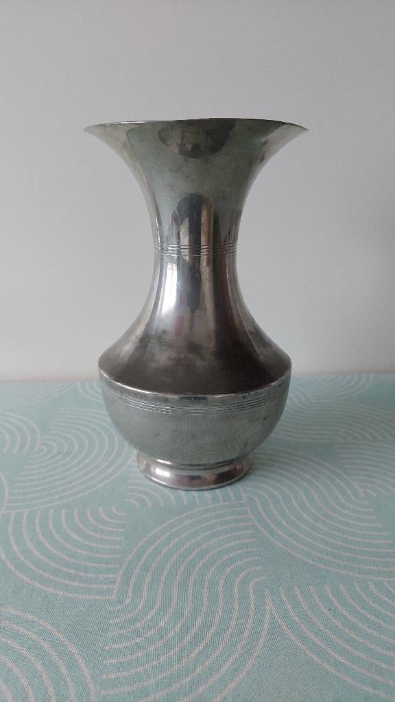 Depoorter tinnen vaas, 23 cm hoog, 14 cm diameter, Ophalen of Verzenden