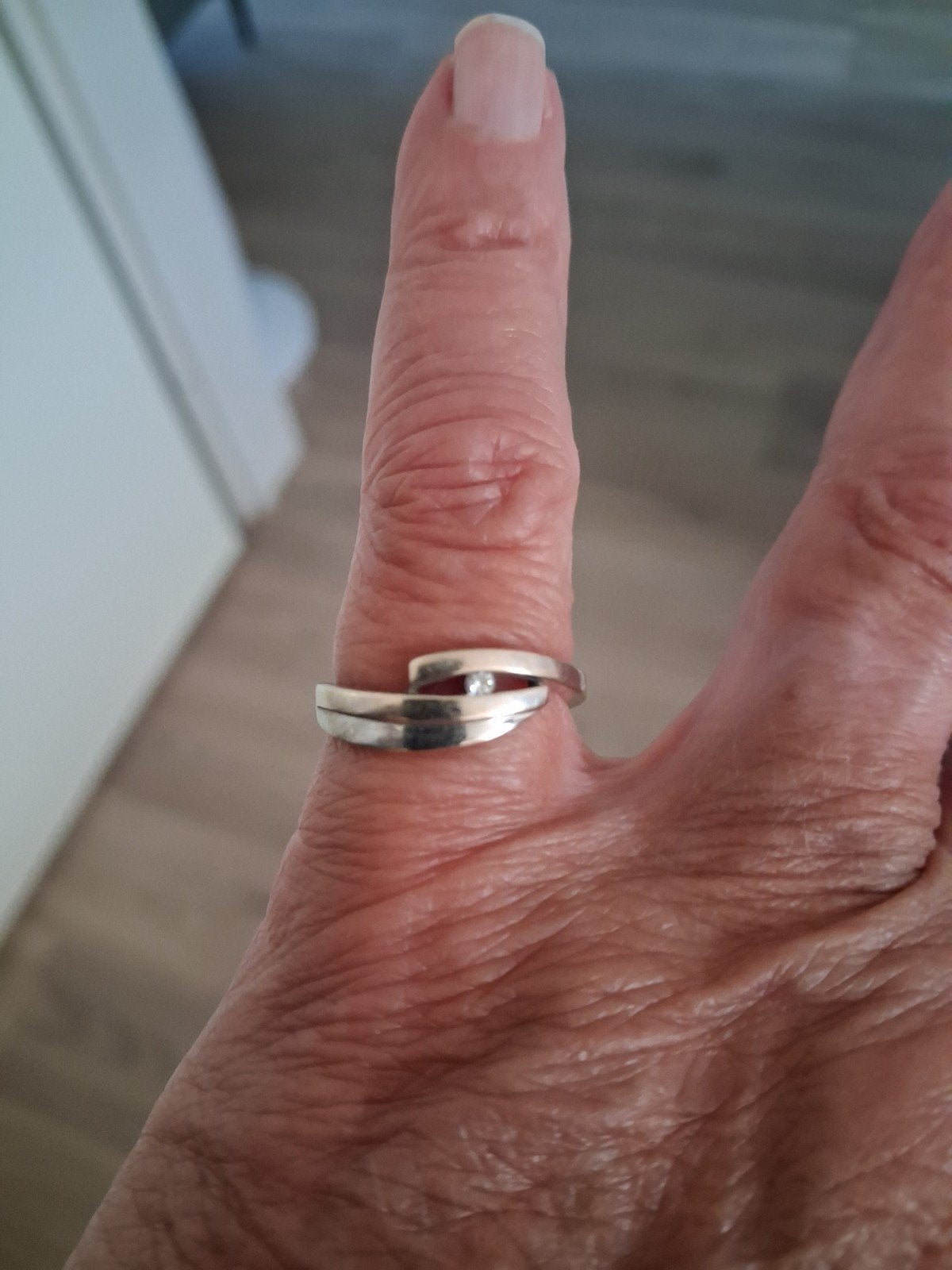 Witgouden ring  met briljant geslepen diamant, Sieraden, Tassen en Uiterlijk, Ringen, 18 tot 19, Wit, Ophalen of Verzenden, Zo goed als nieuw