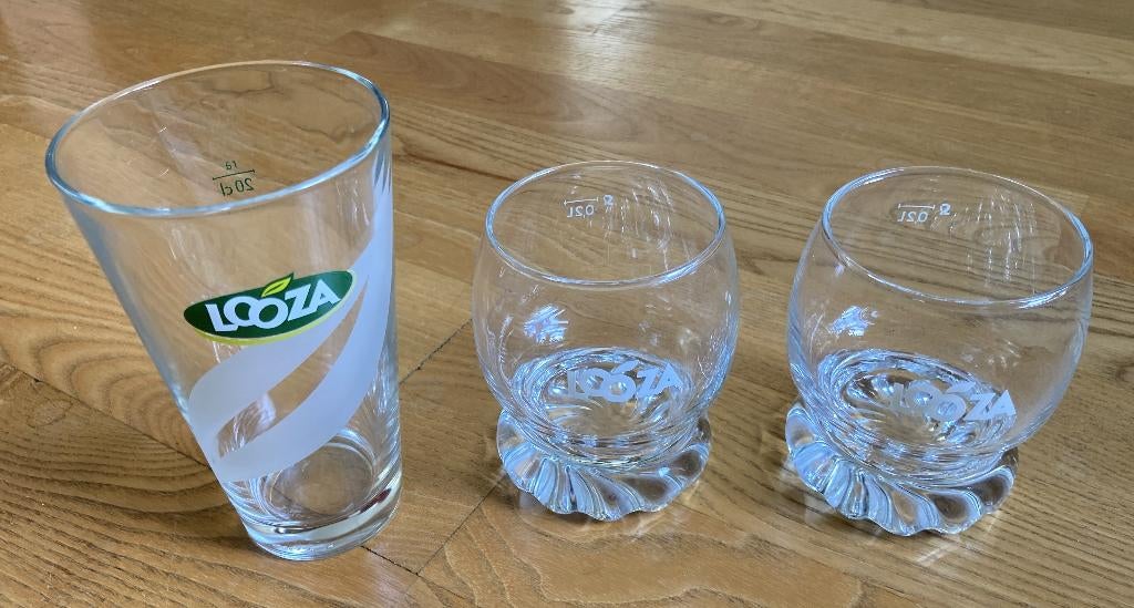 Limonadeglas Looza 3 stuks vintage, Verzamelen, Ophalen of Verzenden, Zo goed als nieuw, Frisdrankglas