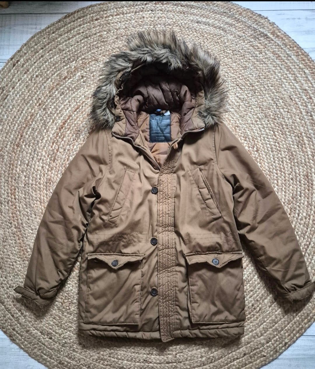Z.g.a.n Winterjas bruin, capuchon maat S, Kleding | Heren, Ophalen of Verzenden, Zo goed als nieuw, Maat 46 (S) of kleiner, Bruin
