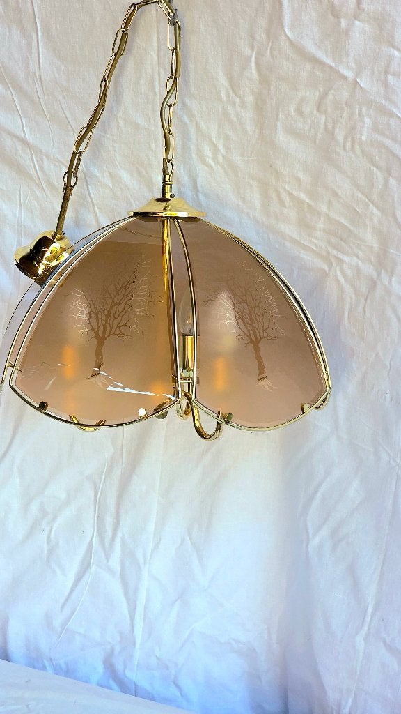 Vintage luster Hollywood regency, Hollywood regency, Zo goed als nieuw, Glas, E27 (groot)