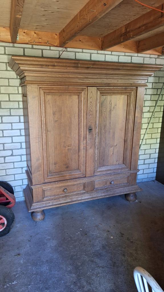 Drentse kast, massief eiken., Ophalen, Gebruikt, 150 tot 200 cm, Eikenhout