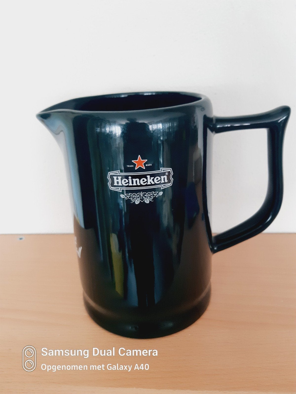 Mooie groene Heineken schenkkan dubbel druk, Ophalen of Verzenden, Zo goed als nieuw, Glas of Glazen, Heineken