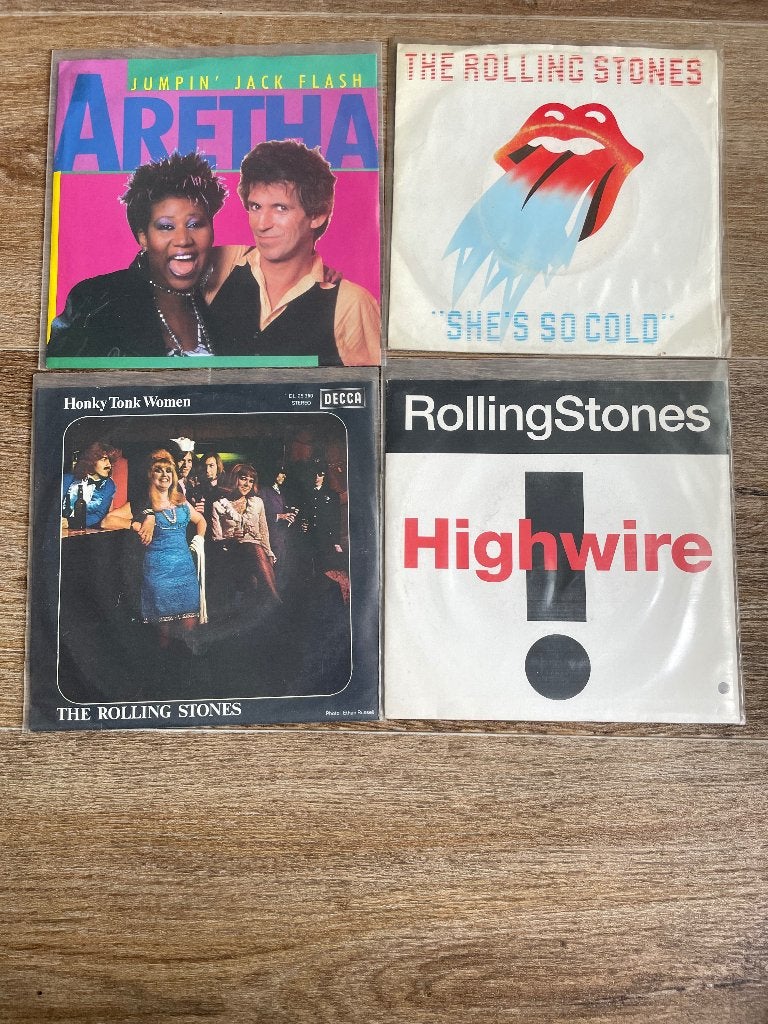 4x The Rolling Stones vinyl singles, Gebruikt, Verzenden, 7 inch, Fotohoes