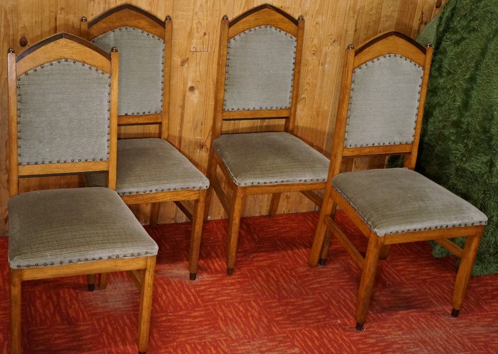 Vintage Dutch Eetkamerstoelen Art Deco Design stoelen Dutch, Ophalen, Hout, Gebruikt, Bruin
