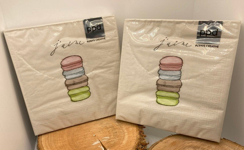 PAPIEREN SERVETTEN MACARONS 33X33 CM, PPD, -, Overige merken, Wit
