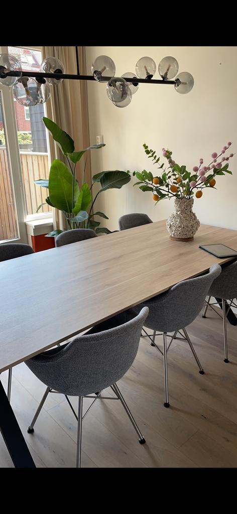 Eettafel met X-poot - 220x100 cm Fresh Oak, Huis en Inrichting, Tafels | Eettafels, Ophalen, 100 tot 150 cm, 200 cm of meer, Zo goed als nieuw