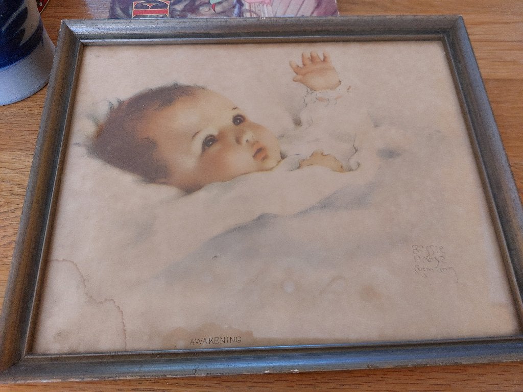 schilderijtje Bessie Pease, awakening, ca. 31,5 x 25,5 cm., Ophalen of Verzenden, Minder dan 50 cm, Schilderij