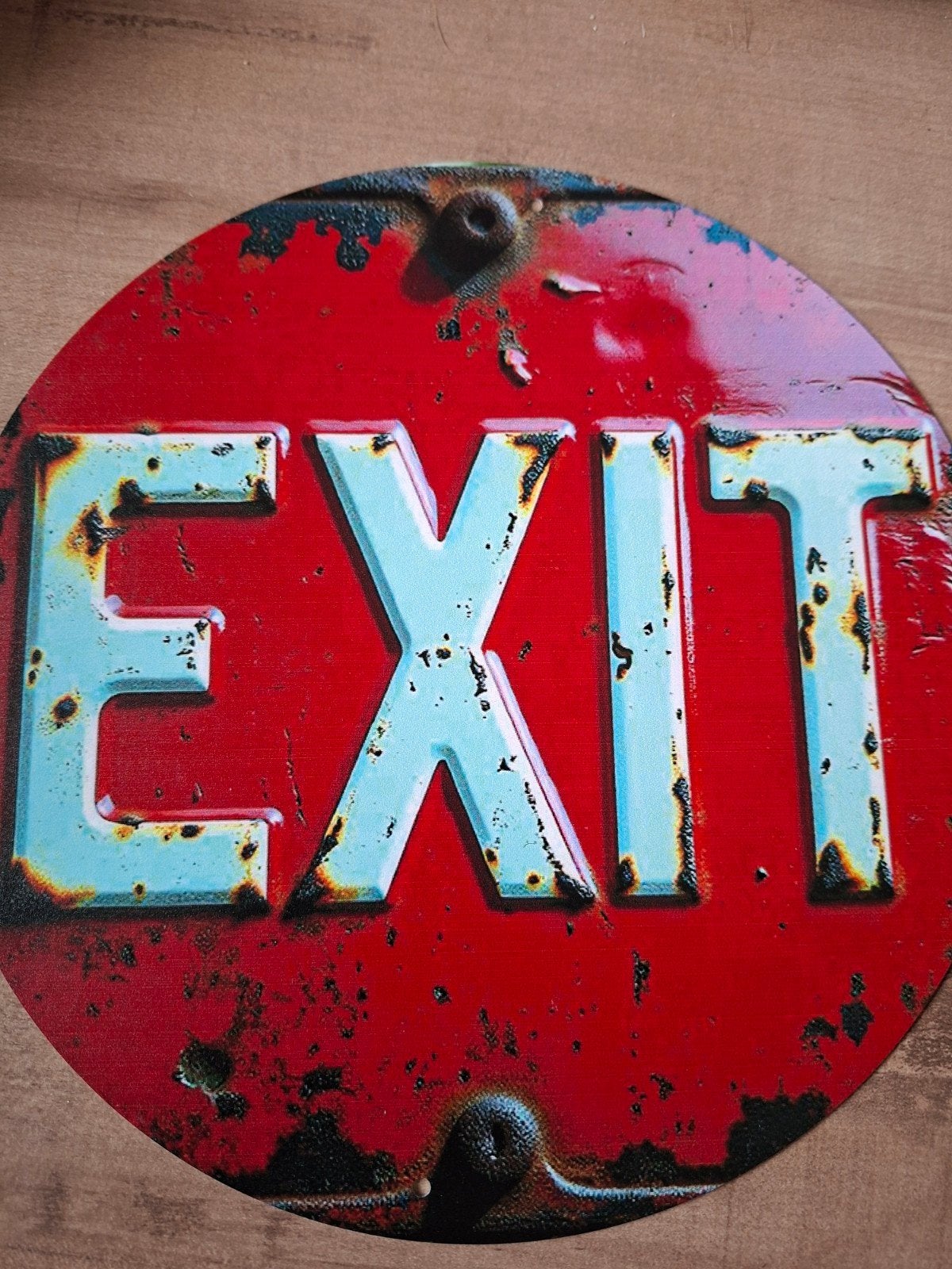 Metalen bord 'EXIT' - Vintage look - 20 cm, Ophalen of Verzenden