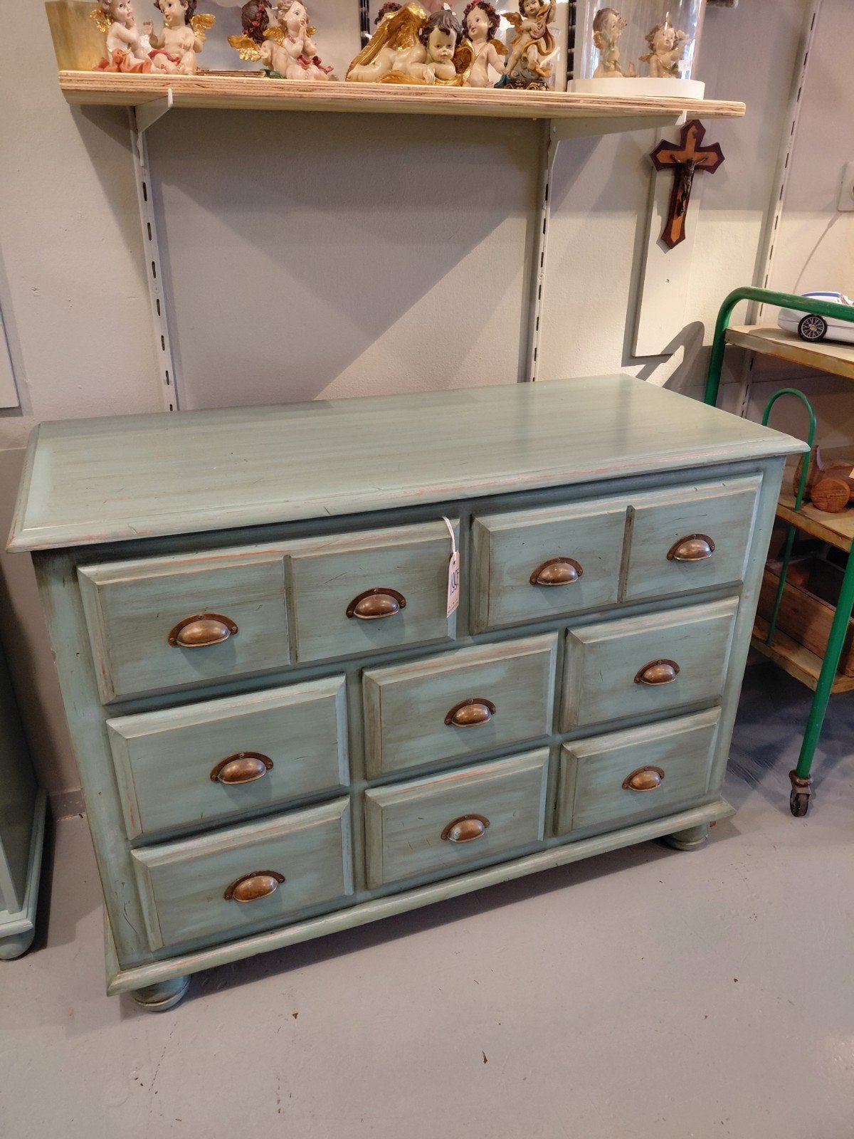 Industriële ladekast - vintage houten ladekast, Huis en Inrichting, Gebruikt, W, W, Minder dan 100 cm