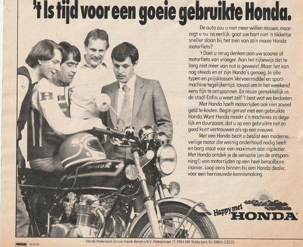 Retro reclame 1979 Honda motor beslist een moderne, Verzenden, Overige typen