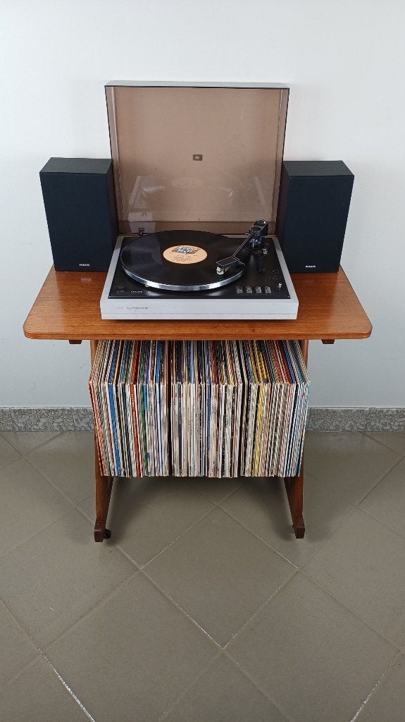 Audiomeubel platenkast platenspelerkast retro vintage hout, Ophalen, Midcentury / deens design, Teakhout, 50 tot 100 cm