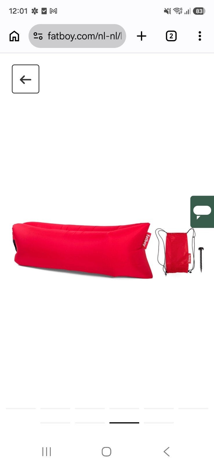 Fatboy Lamzac L Red - Opblaasbare Lounger, Opvouwbaar, Ophalen of Verzenden, Zo goed als nieuw, Eenpersoons