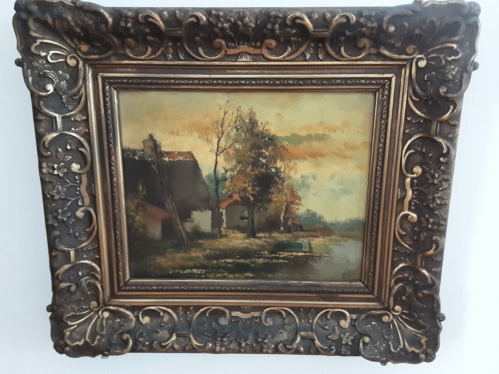 Mooi oud schilderij, 46x40 cm, erfstuk, Antiek en Kunst, Ophalen