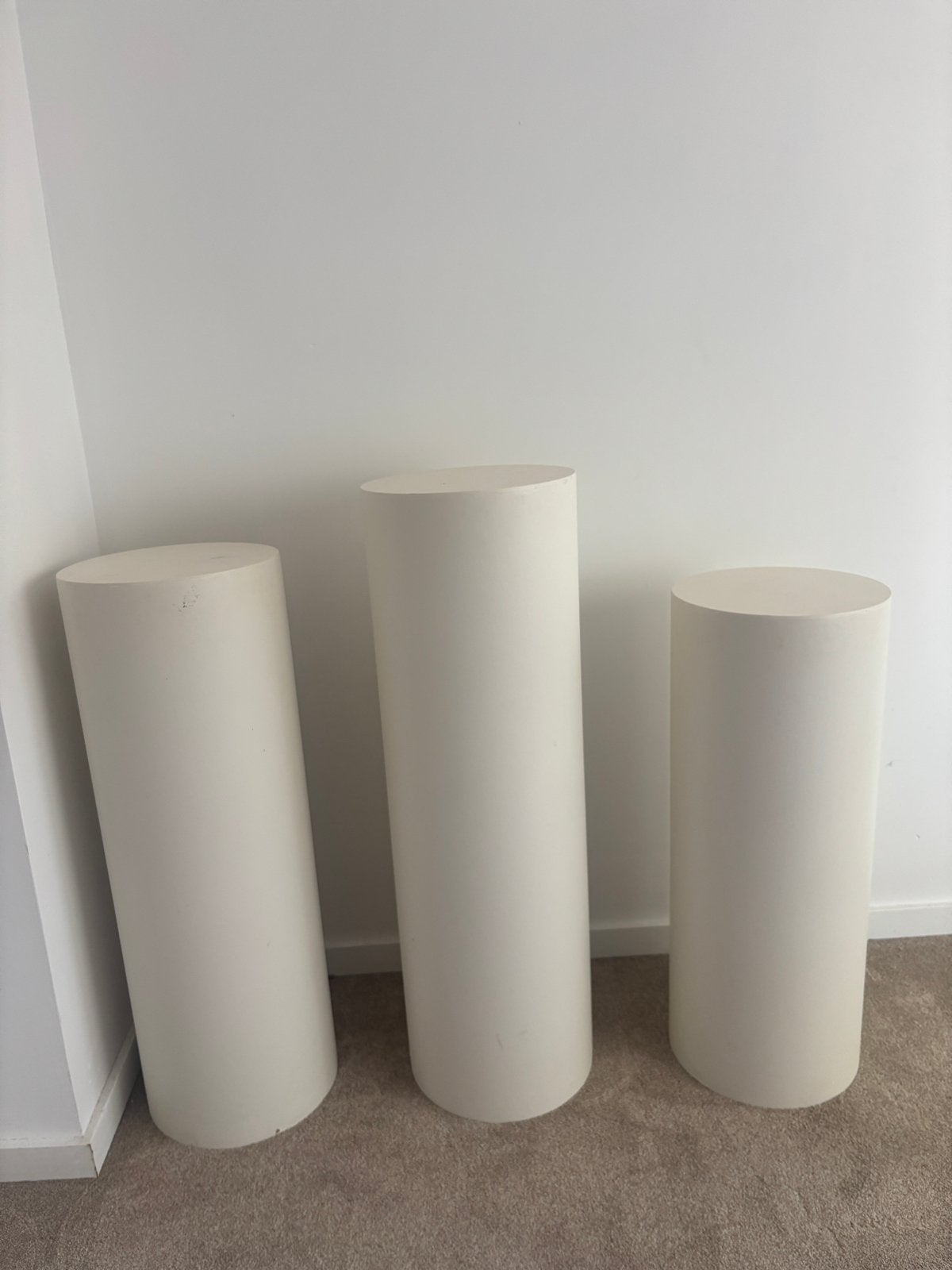 3 witte ronde decoratiezuilen / pilaren set van 3, Huis en Inrichting, Woonaccessoires | Zuilen en Pilaren, Ophalen