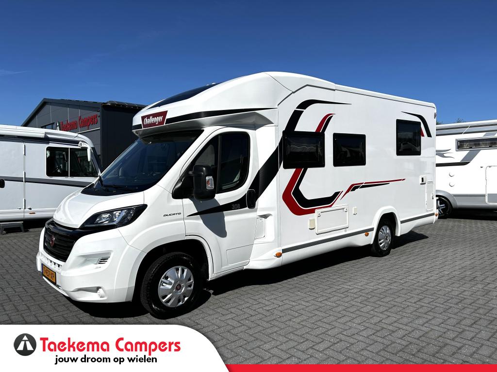 Challenger Mageo 308 Queensbed/Hefbed/2019/7.3M/Airco/Euro-6, Caravans en Kamperen, Campers, Fiat, 7 tot 8 meter, Bedrijf, Challenger